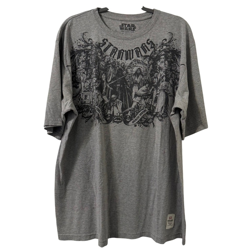 VTG Y2K Ecko Unltd Star Wars Graphic T-Shirt Mens 2XL Gray 2008 Lucasfilm Grunge